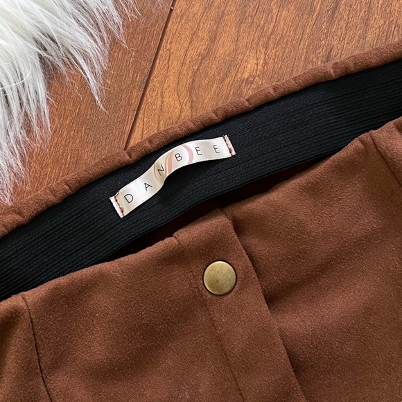Danbee Brown Faux Suede Stretch Mini Skirt-Size S - Picture 7 of 7